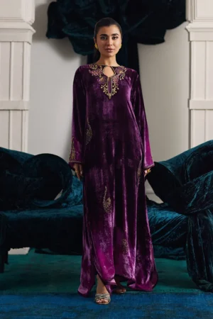 Farah Talib Aziz Velvet Nia Ombre Velvet Kaftan