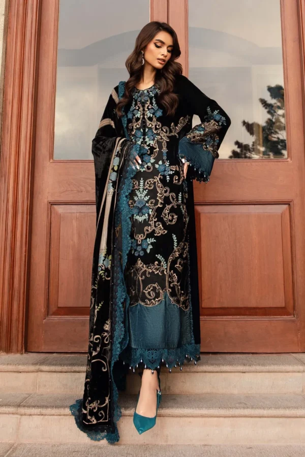 Maria B Winter Luxe Embroidered Velvet Suit | DL-1208