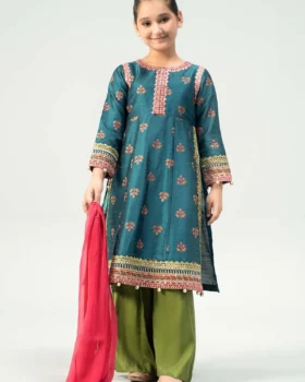 Maria B Kids Embroidered Raw Silk Suit | MKS-W24-33