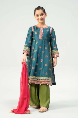 Maria B Kids Embroidered Raw Silk Suit | MKS-W24-33