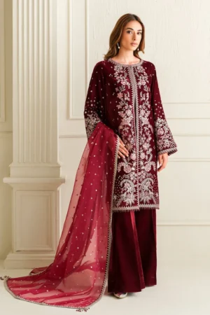 Baroque Embroidered Velvet UF-743