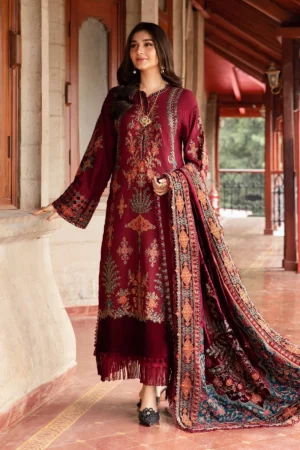 Maria B Winter Luxe Embroidered Twill Linen Suit | DL-1210