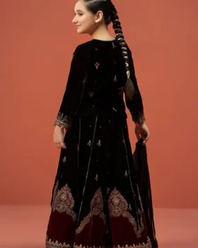 Maria B Kids Embroidered Velvet Suit | MKS-W24-14
