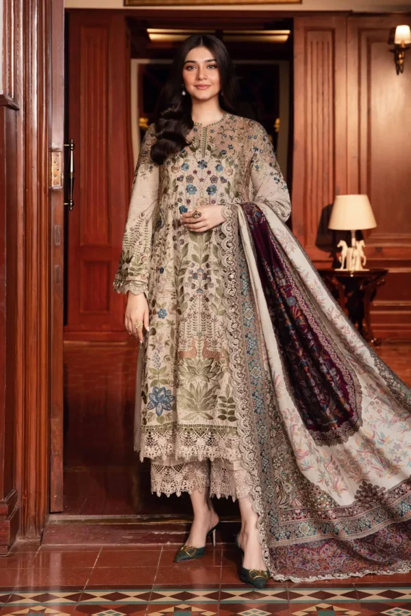 Maria B Winter Luxe Embroidered Linen Suit | DL-1211