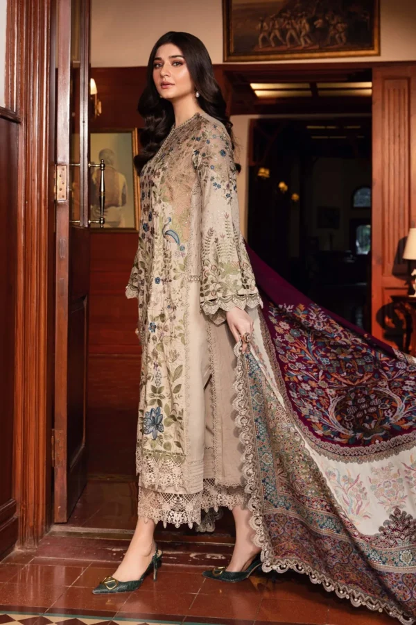 Maria B Winter Luxe Embroidered Linen Suit | DL-1211