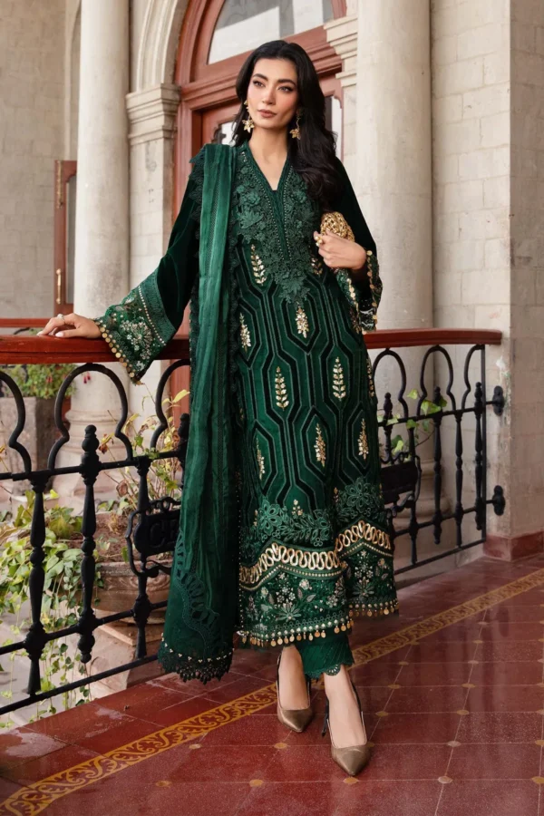 Maria B Winter Luxe Embroidered Velvet Suit | DL-1212