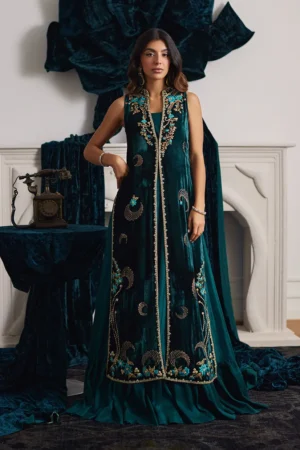 Farah Talib Ormaie Emerald Shirt And Panelled Dress Jacket