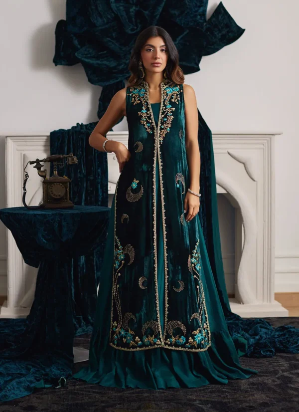 Farah Talib Ormaie Emerald Shirt And Panelled Dress Jacket