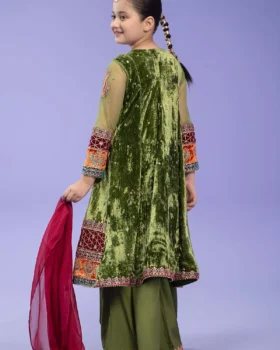 Maria B Kids Embroidered Velvet Suit | MKS-W24-15