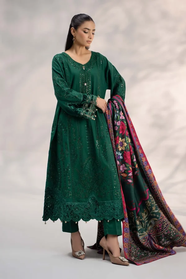 Maria B 3 Piece Embroidered Khaddar Suit | DW-W24-104