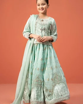 Maria B Kids Embroidered Velvet Suit | MKS-W24-14