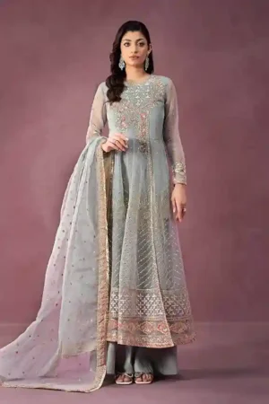 Maria B Embroidered Organza Suit | SF-W24-19