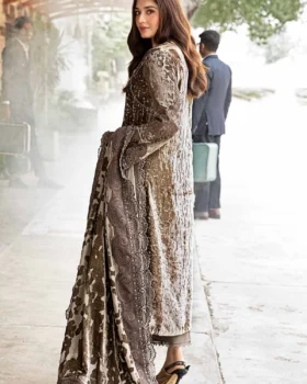 Maria B Winter Luxe Embroidered Palachi Suit | DL-1201