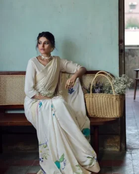 Manto Mehfil By Roop Saree - Beige & Blue