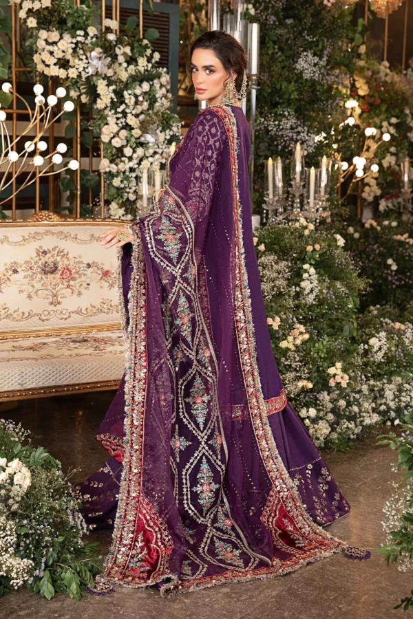 Maria B 3 Piece Unstitched Embroidered Raw Silk Suit | BD-2903