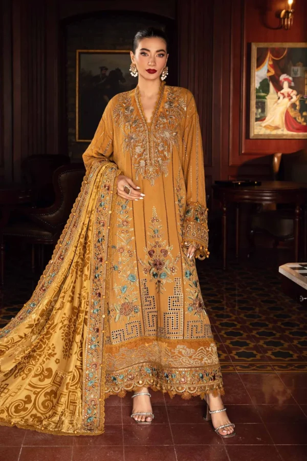 Maria B Winter Luxe Embroidered Twill Linen Suit | DL-1207