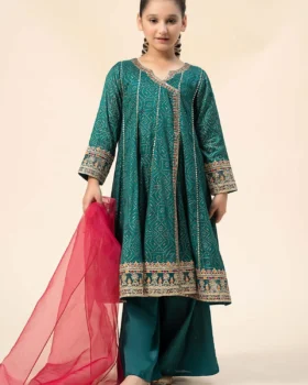 Maria B Kids Embroidered Raw Silk Suit | MKS-W24-29