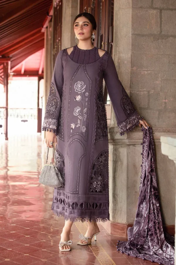 Maria B Winter Luxe Embroidered Linen Suit | DL-1202