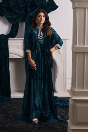 Farah Talib Aziz Velvet Alita Emerald Kaftan