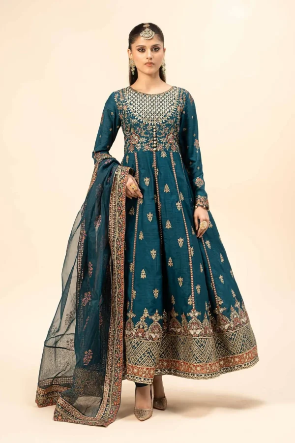 Maria B 3 Piece Embroidered Raw Silk Suit | SF-W24-65