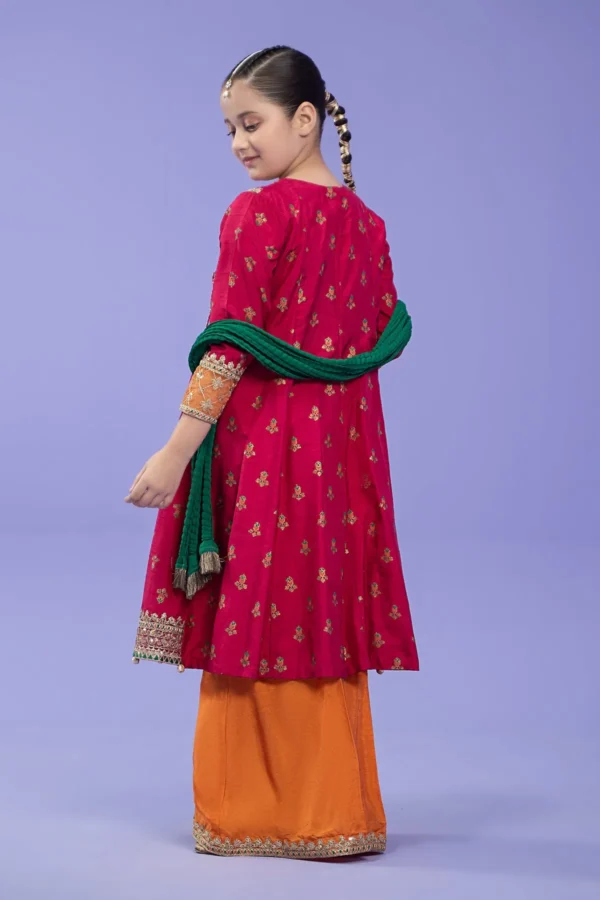 Maria B Kids Embroidered Raw Silk Suit | MKS-W24-10