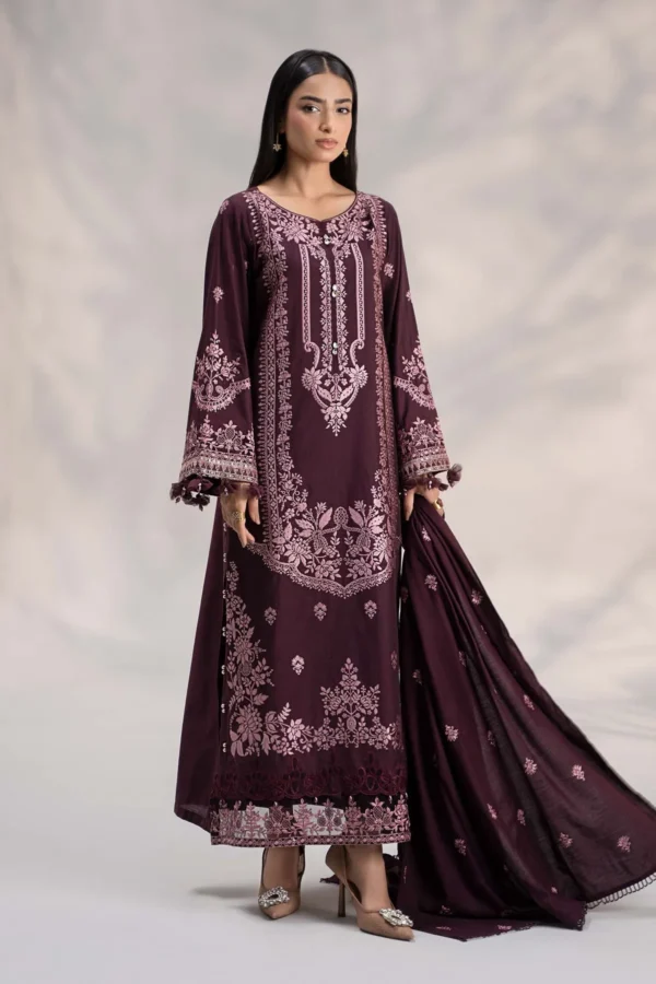 Maria B 3 Piece Embroidered Linen Suit | DW-W24-21