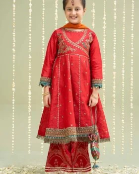 Maria B Kids Embroidered Raw Silk Suit | MKS-W24-02
