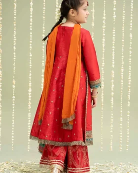 Maria B Kids Embroidered Raw Silk Suit | MKS-W24-02
