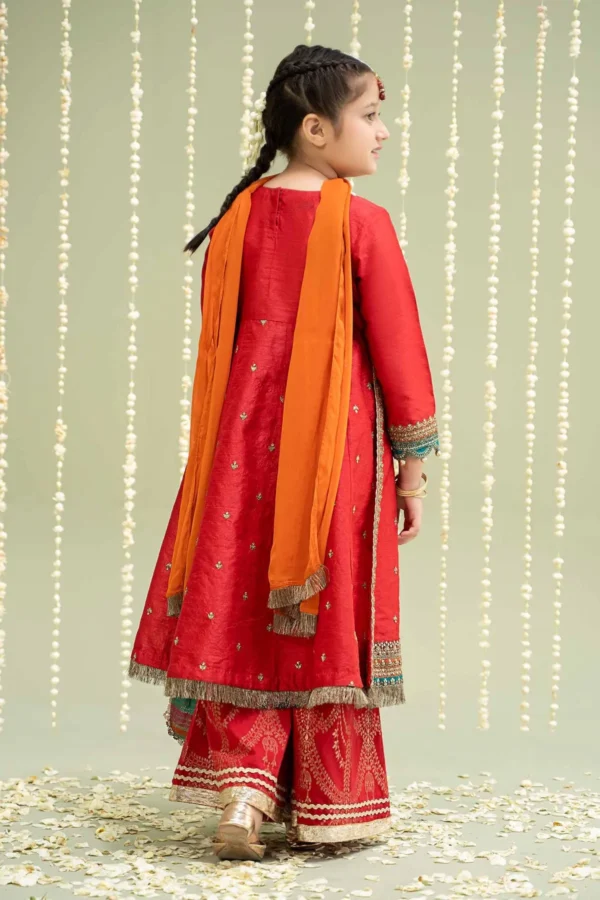 Maria B Kids Embroidered Raw Silk Suit | MKS-W24-02