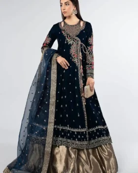 Maria B 3 Piece Embroidered Velvet Suit | SF-W24-02