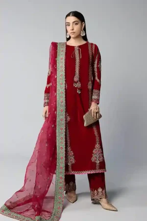 Maria B Embroidered Velvet Suit | SF-W24-34