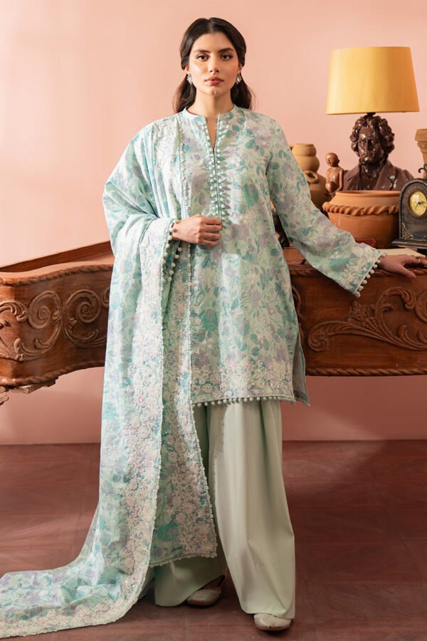 Cross Stitch Mint Haze-3 Piece Printed Suit