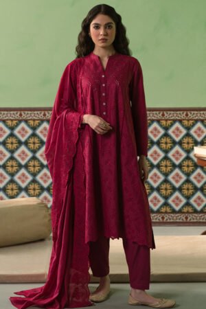 Cross Stitch Cerise Loft-3 Piece Chikankari Suit