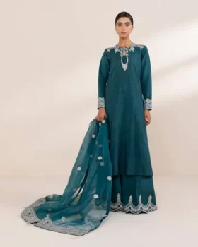 Sapphire Festive 3 Piece - Embroidered Raw Silk Suit