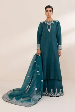 Sapphire Festive 3 Piece - Embroidered Raw Silk Suit