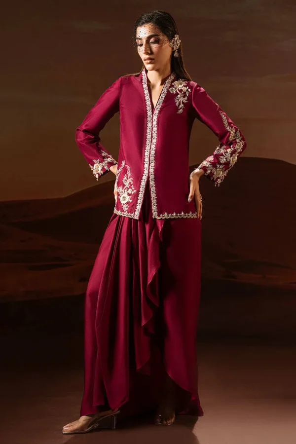 Zainab Salman Crystique Silk | Boysenberry Jacket