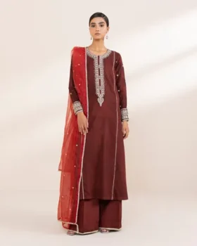 Sapphire Festive 3 Piece - Embroidered Raw Silk Suit