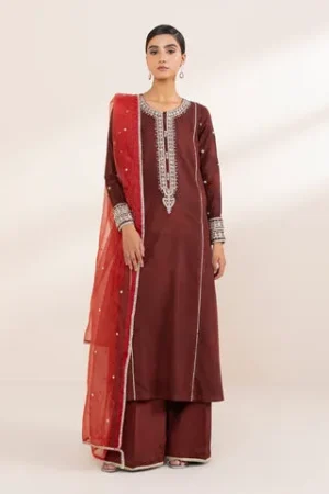 Sapphire Festive 3 Piece - Embroidered Raw Silk Suit