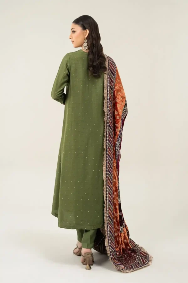 Maria B Embroidered Raw Silk Suit | SF-W24-30