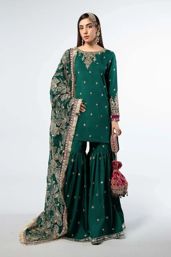 Maria B Embroidered Raw Silk Suit | SF-W24-06