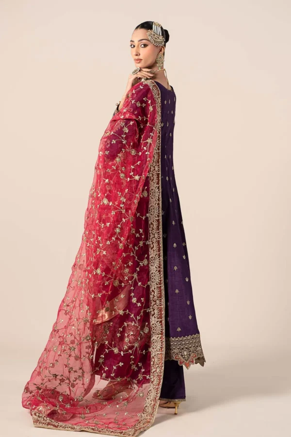 Maria B Embroidered Raw Silk Suit | SF-EF25-02