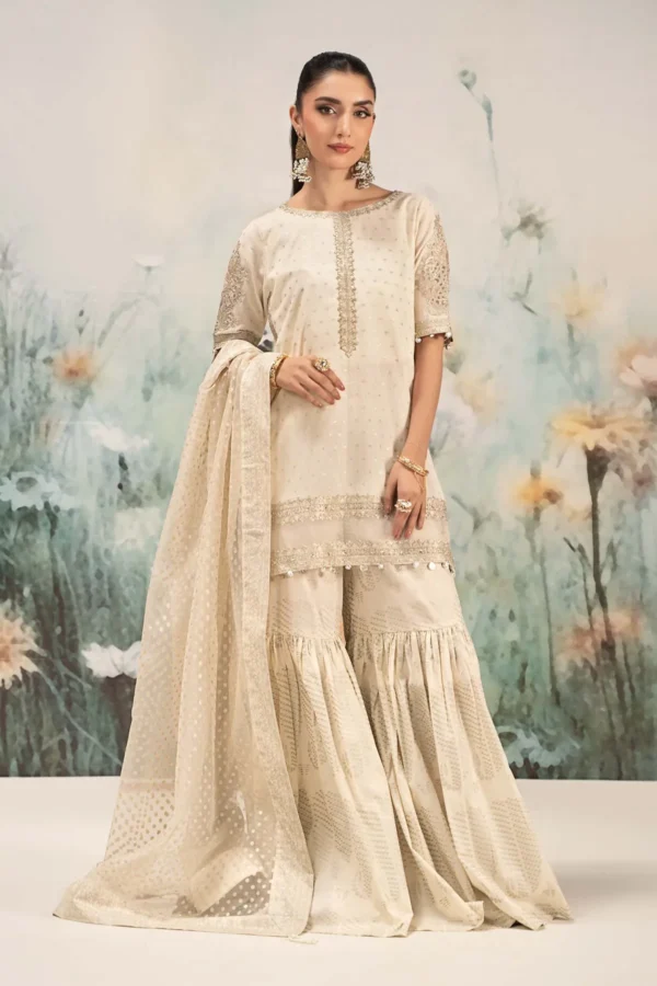 Maria B Embroidered Cotton Lurex Suit | DW-EF25-98