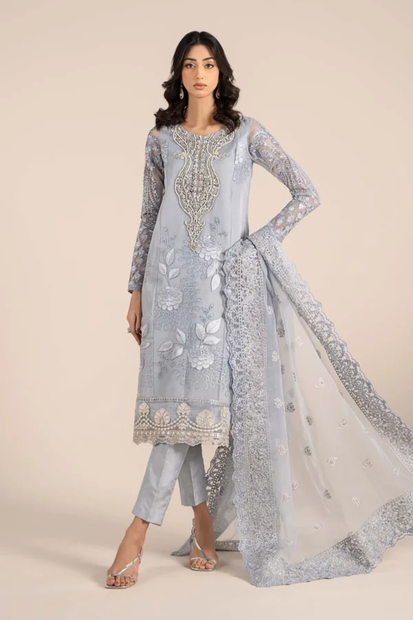 Maria B Embroidered Organza Suit | SF-EF25-51