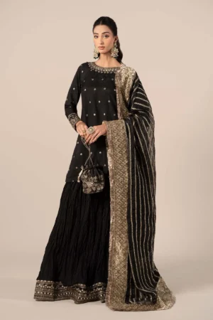 Maria B Embroidered Raw Silk Suit | SF-EF25-25