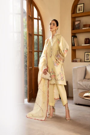 Maryam Hussain Luxury Lawn - Lemon Garden