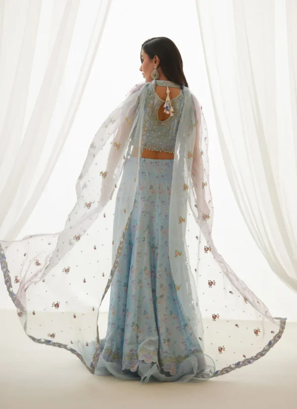Farah Talib Aziz Wedding Luxe Pret - Zyla Sky Blue Choli