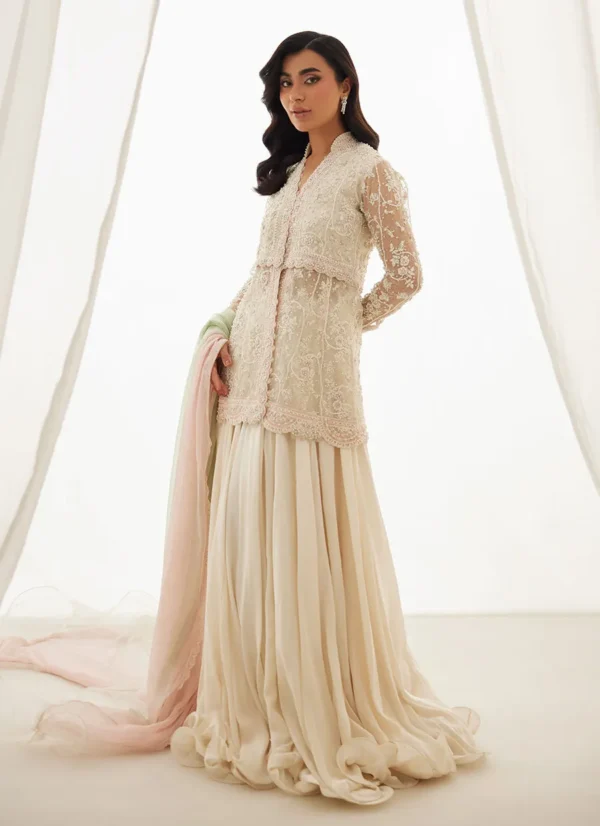 Farah Talib Aziz Wedding Luxe Pret - Zariah Ivory Peplum