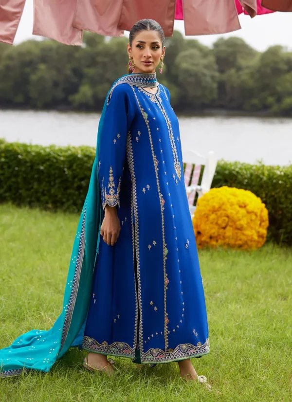 Farah Talib Aziz Mayna Festive Luxe Pret - Opal Blue