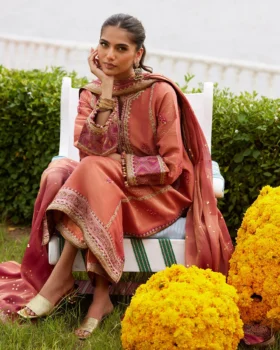 Farah Talib Aziz Mayna Festive Luxe Pret - Rivaaz Coral