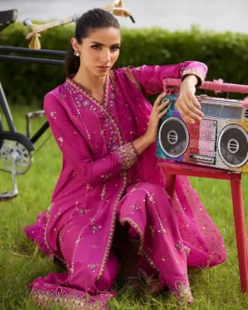 Farah Talib Aziz Mayna Festive Luxe Pret - Mirage Magenta